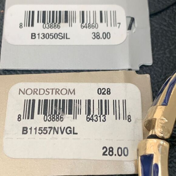 Set of 2 Sequin NYC Crystal Bangle Bracelets – Navy & Silver – Hinged Pair - Picture 10 of 10